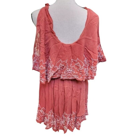 Free People Sylvia Wrap Mini Dress Flounce Size Small Embellished - Picture 6 of 12